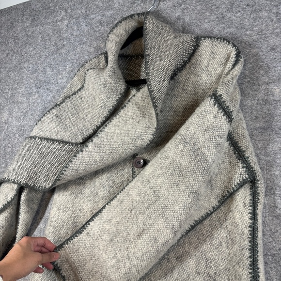 Kety Psara Gray Wool Knit Coat Reversible Handmade Greece Artisan Jacket Boho S - Picture 11 of 15